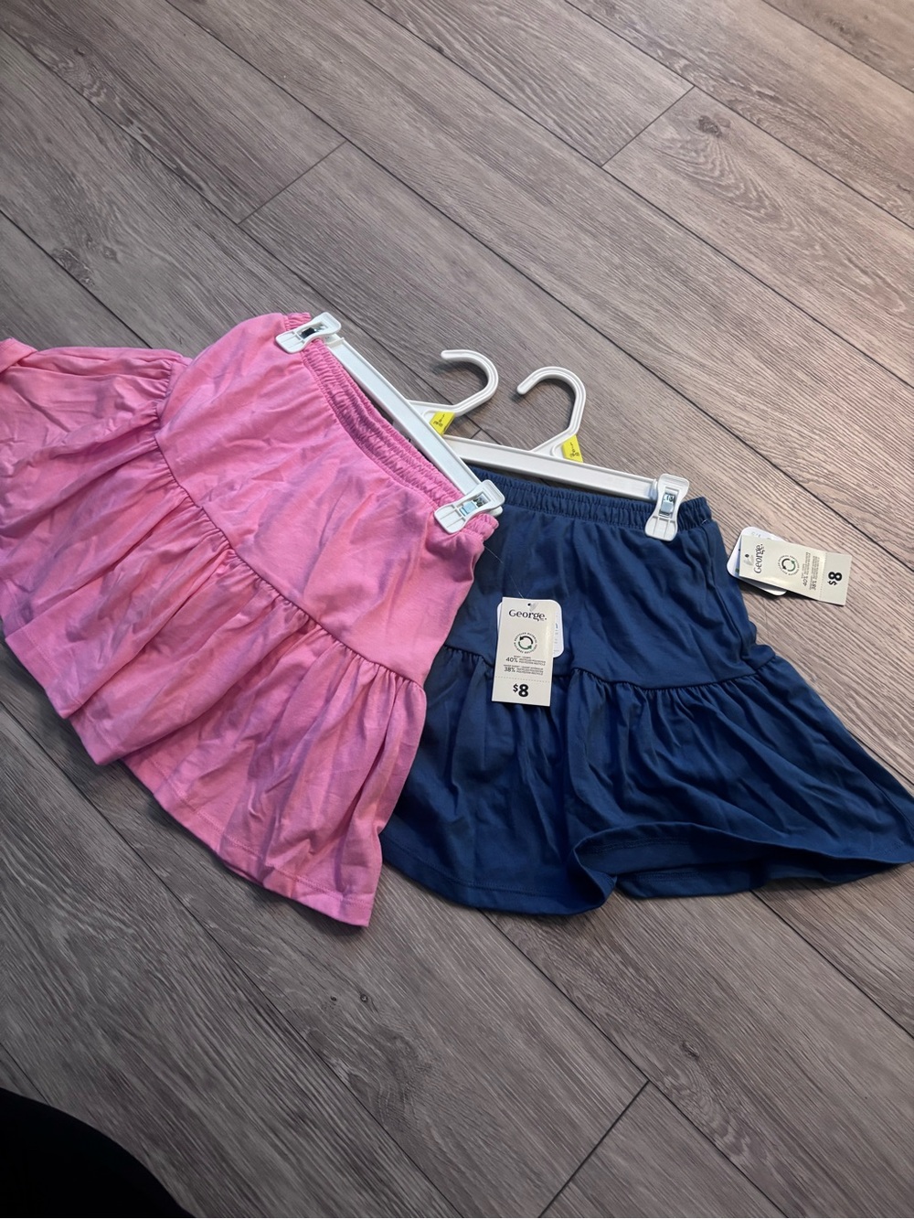 George Girls' Navy and Pink Tiered Skorts - 2 Pack